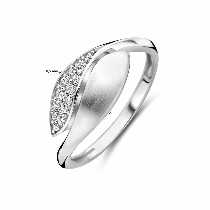 Zilveren ring met zirkonia in rijzetting – gerhodineerd 925 zilver, 8,5 mm breed