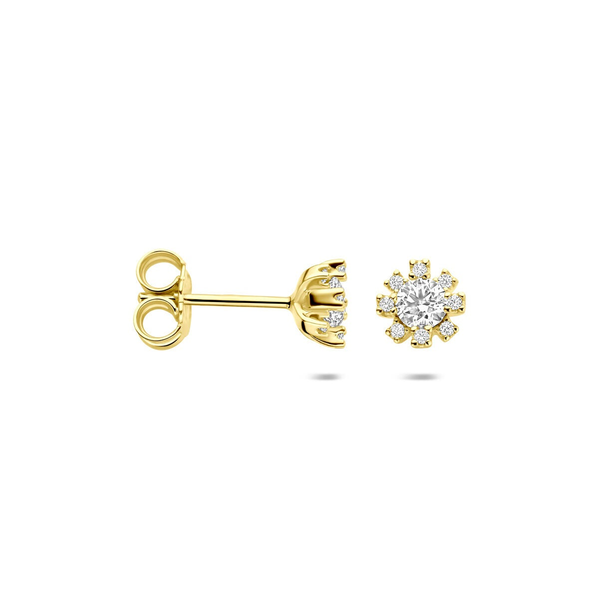 Gouden Oorknopjes 14k met Zirkonia – Entourage Zetting