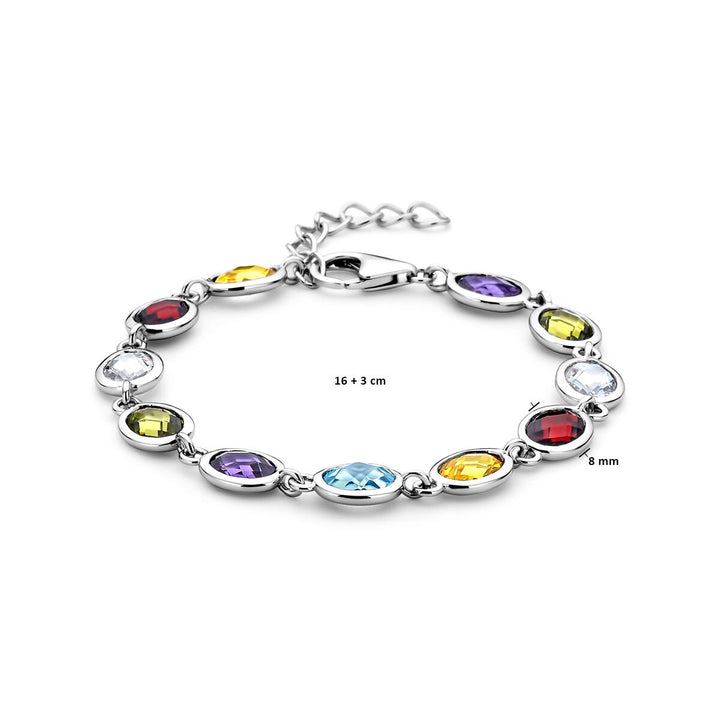bracelet colored zirconia 16 + 3 cm silver rhodium plated