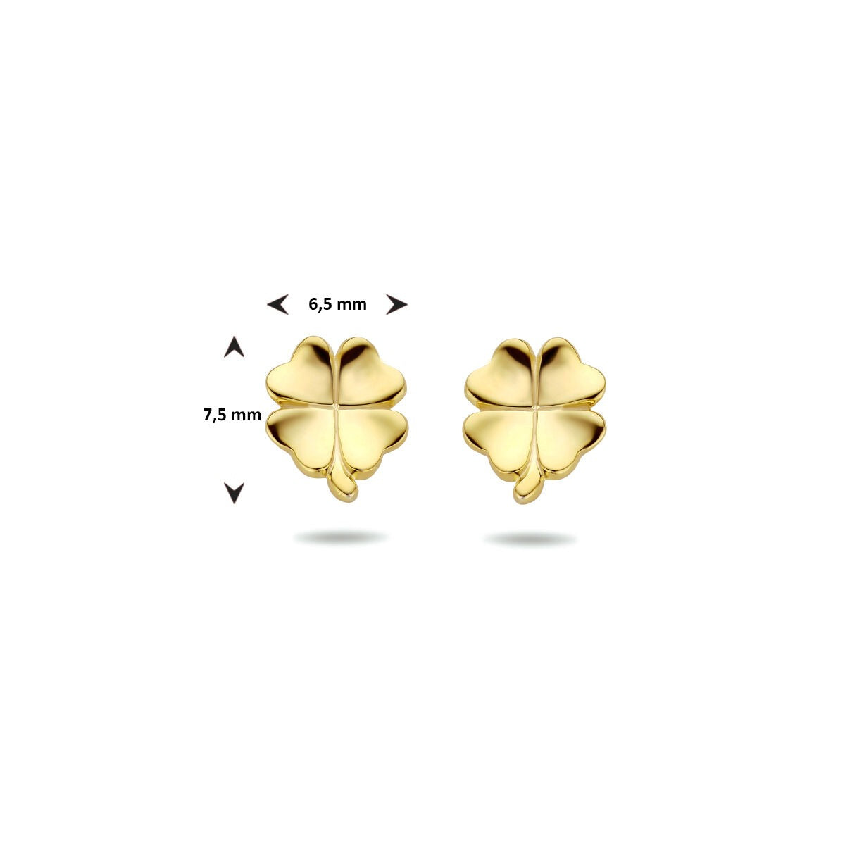 clover ear studs 1 micron silver gold plated (yellow)