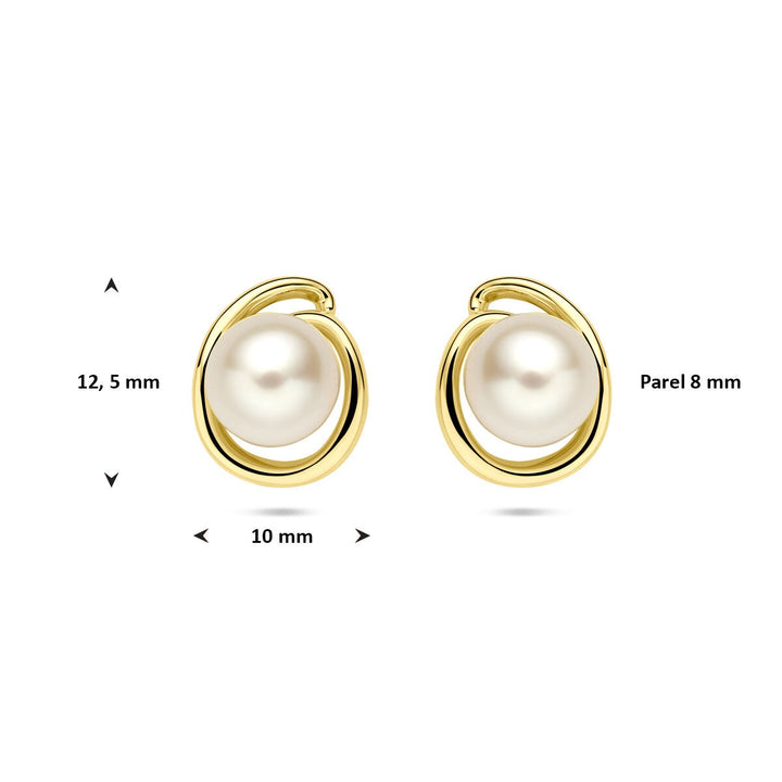 14k Geelgouden parel oorknoppen – 8 mm