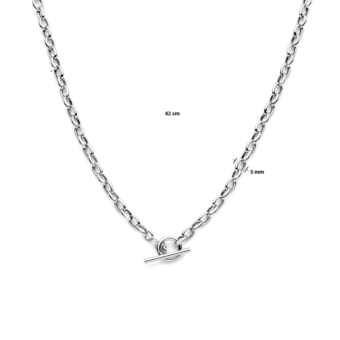 Zilveren dames ketting – gerhodineerd anker collier met kapittelslot