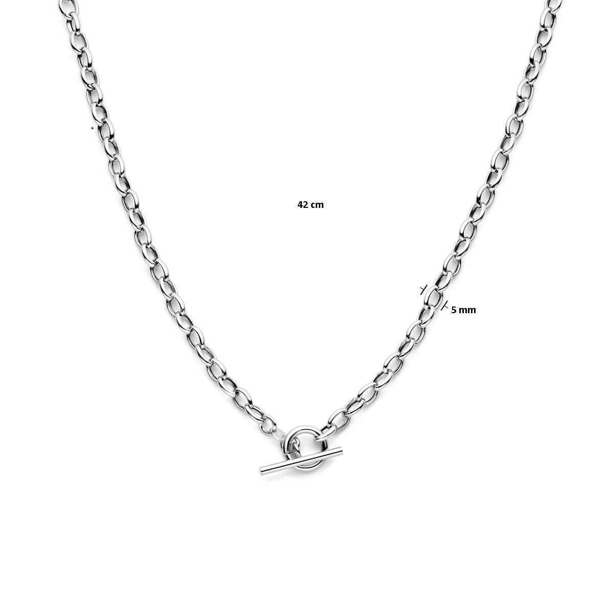 Zilveren dames ketting – gerhodineerd anker collier met kapittelslot