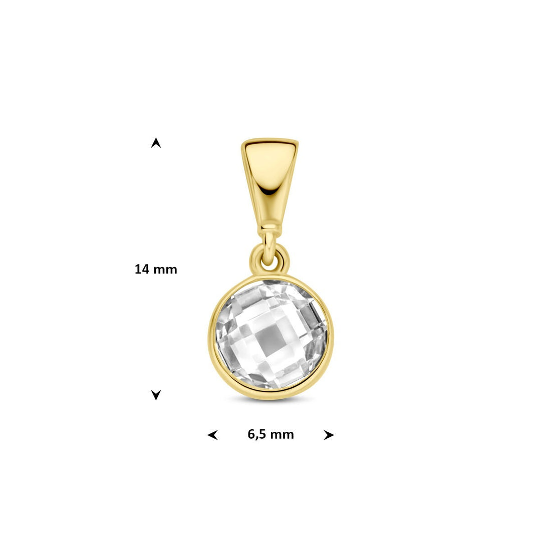 9k Geelgouden hanger met zirkonia rond