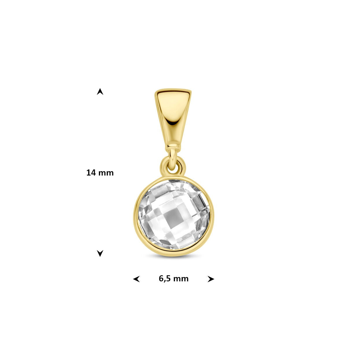9k Geelgouden hanger met zirkonia rond