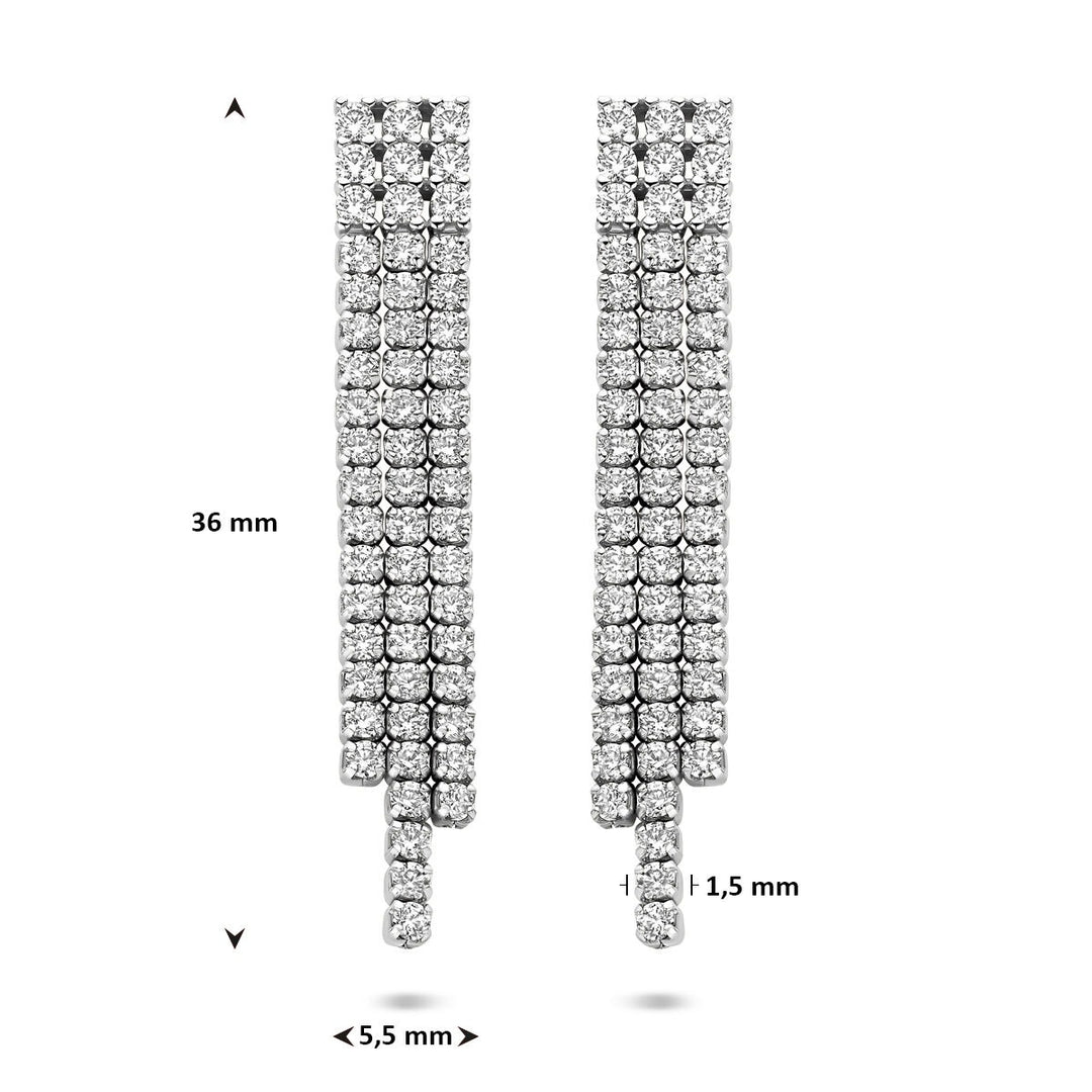 Zilveren oorhangers dames met zirkonia – entourage zetting 36 mm