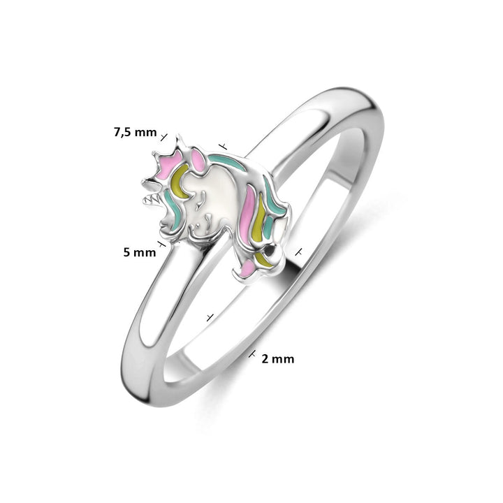 Zilveren kinder ring met eenhoorn – gerhodineerd 925 zilver