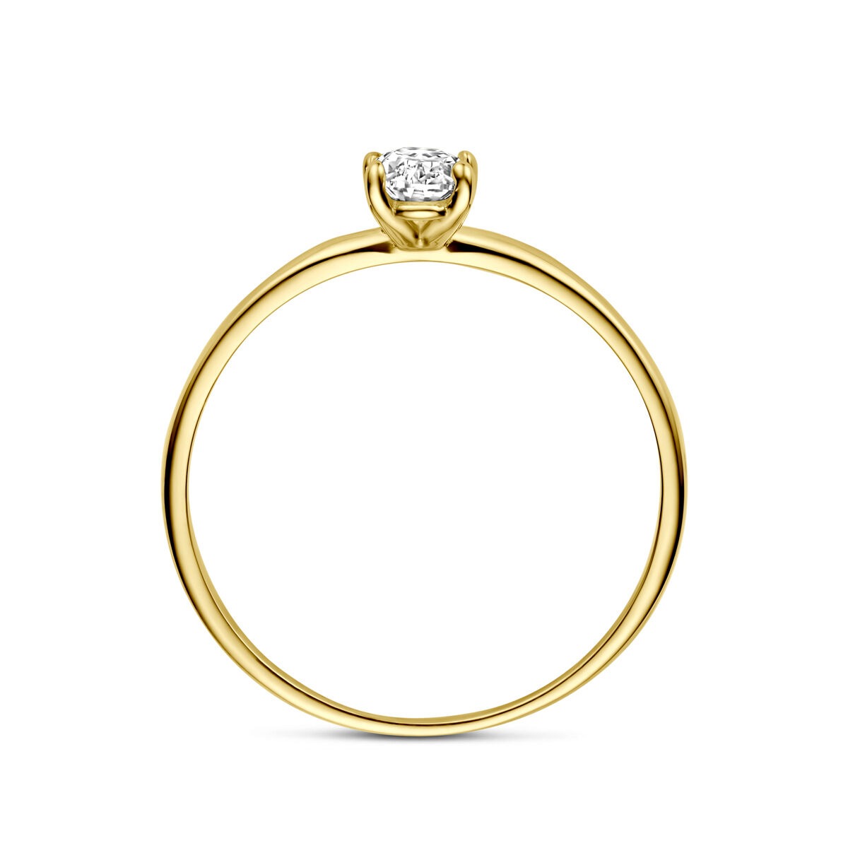 Gouden ring met zirkonia – ovaal geslepen, 9k geelgoud