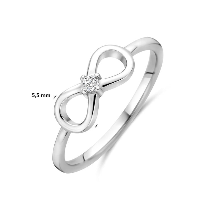 Gerhodineerd 925 zilveren ring met infinity en zirkonia