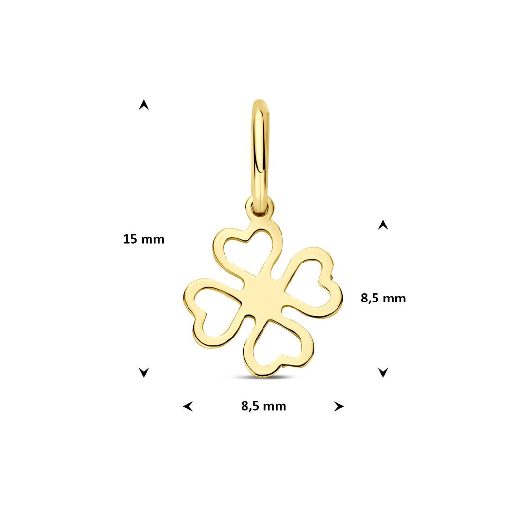 9k Geelgouden klaver graveer hanger