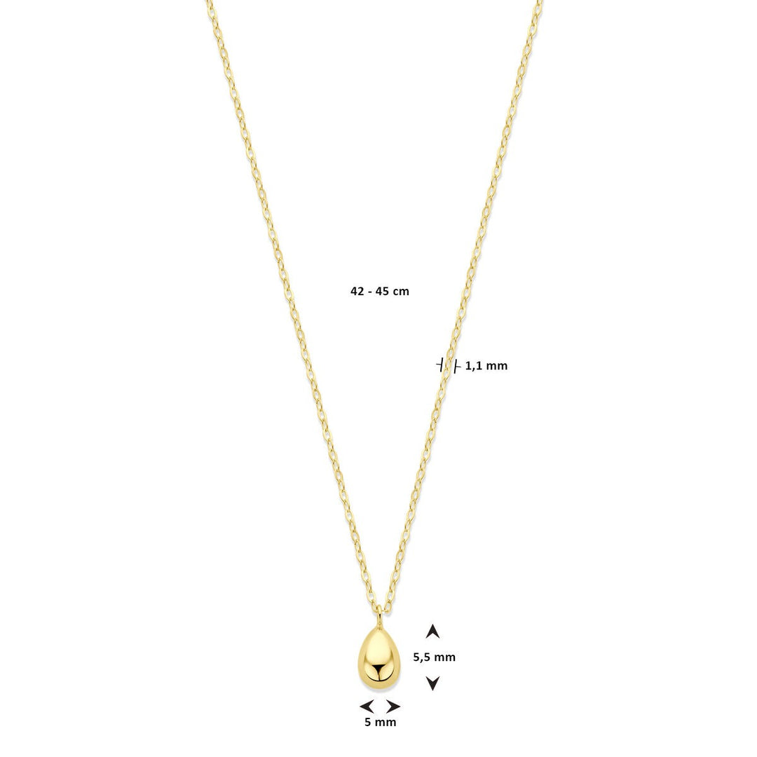 14k geelgouden collier met druppelvormige hanger