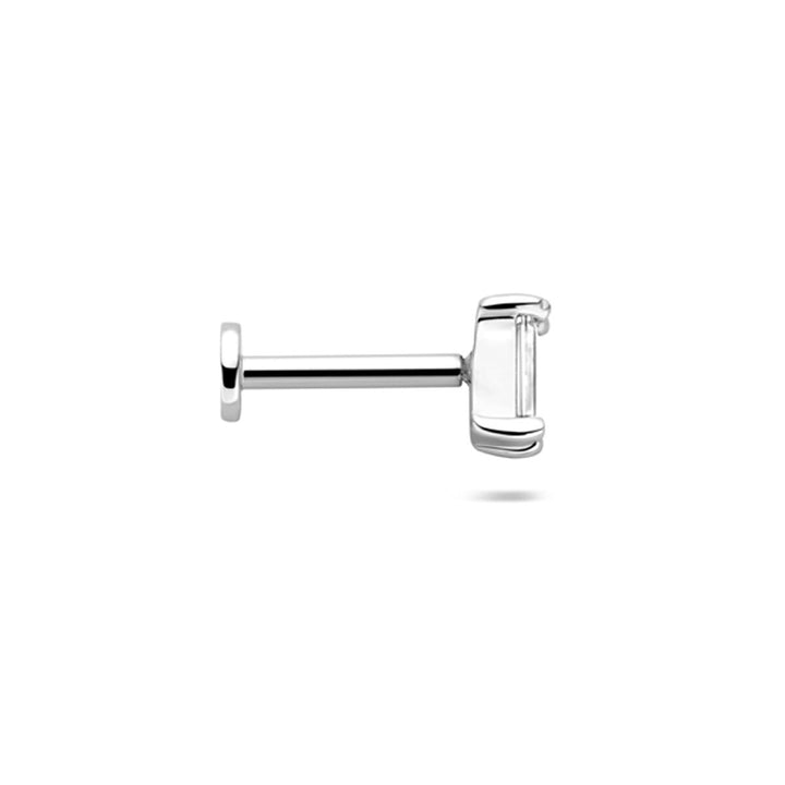 925 Gerhodineerd Zilveren Flat Back Piercing met Zirkonia