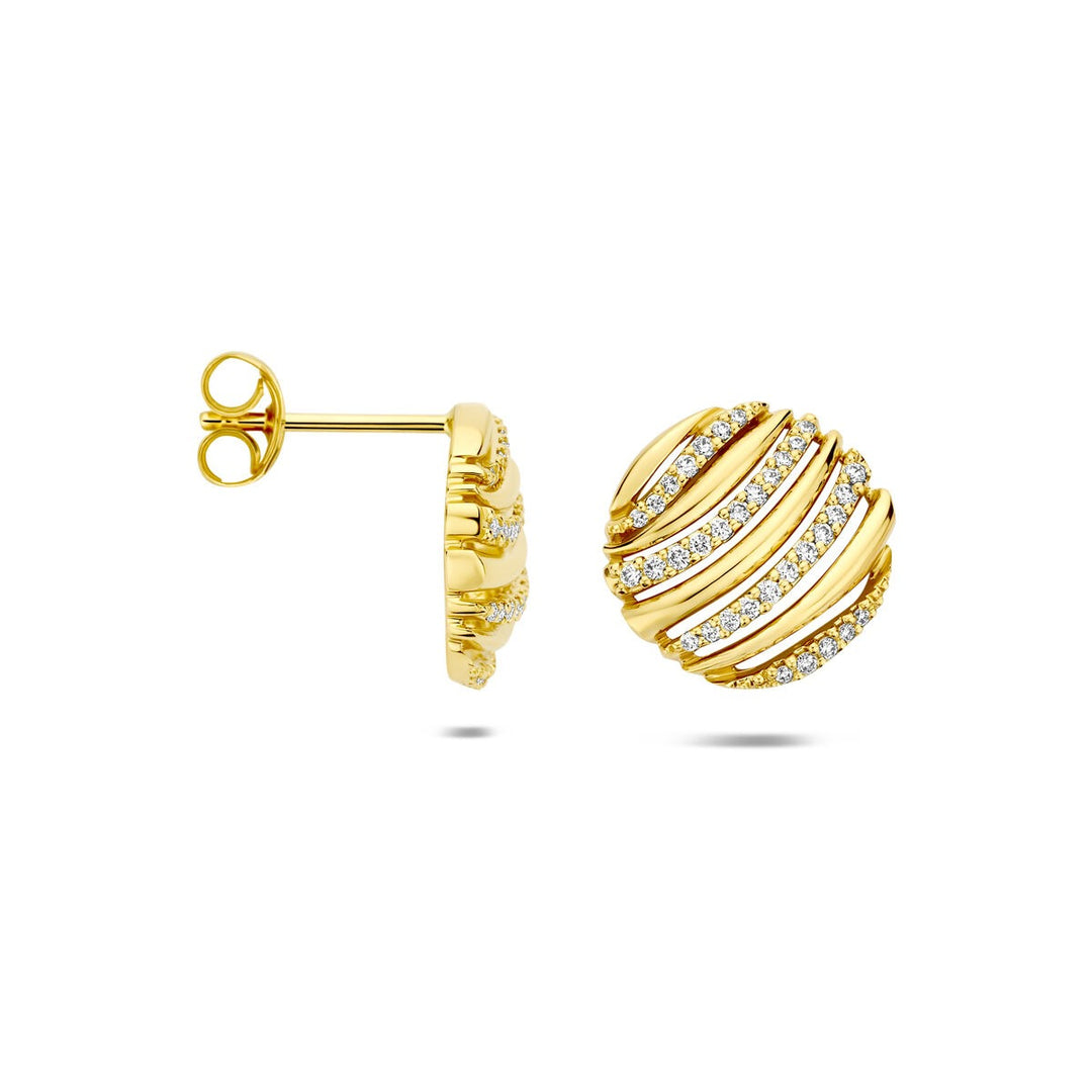 14k Geelgouden oorknoppen met diamant 0.20ct