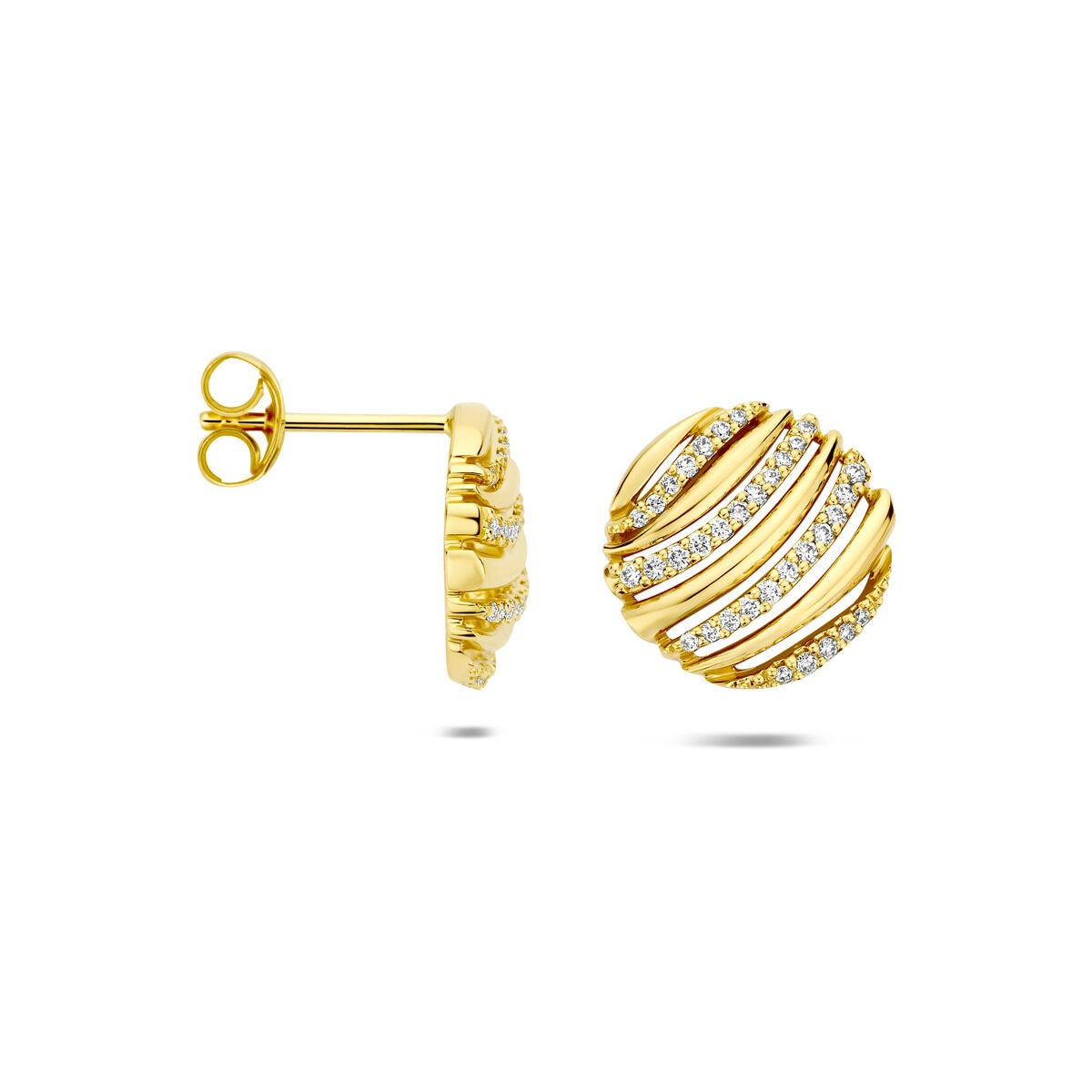14k Geelgouden oorknoppen met diamant 0.20ct