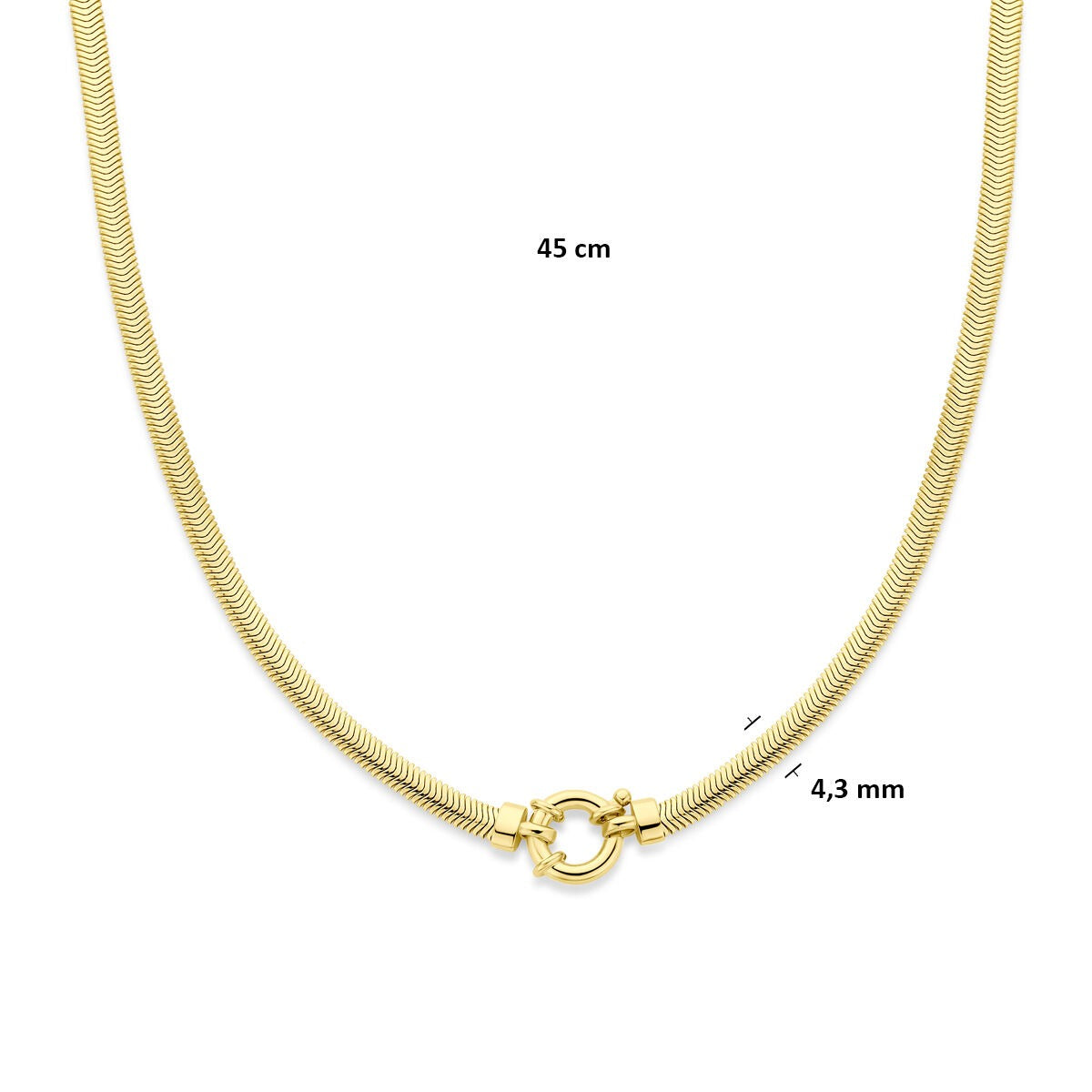 Verguld 925 zilveren ketting slang plat