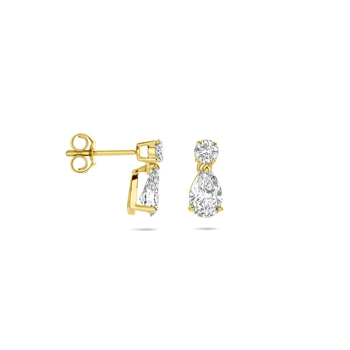 14k Geelgouden oorhangers met lab grown peer diamant – 1.25 ct