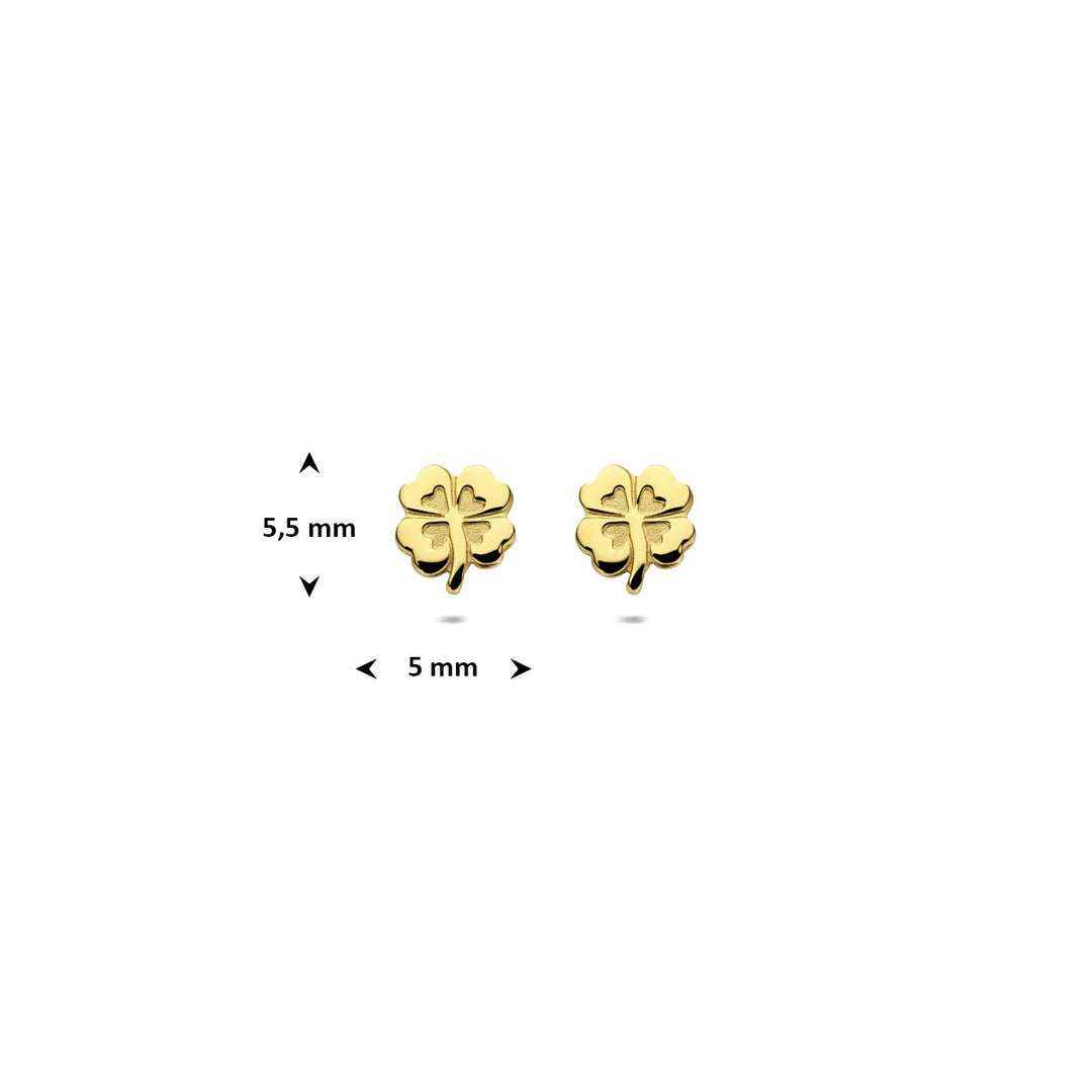 ear studs clover poly/matt 14K yellow gold