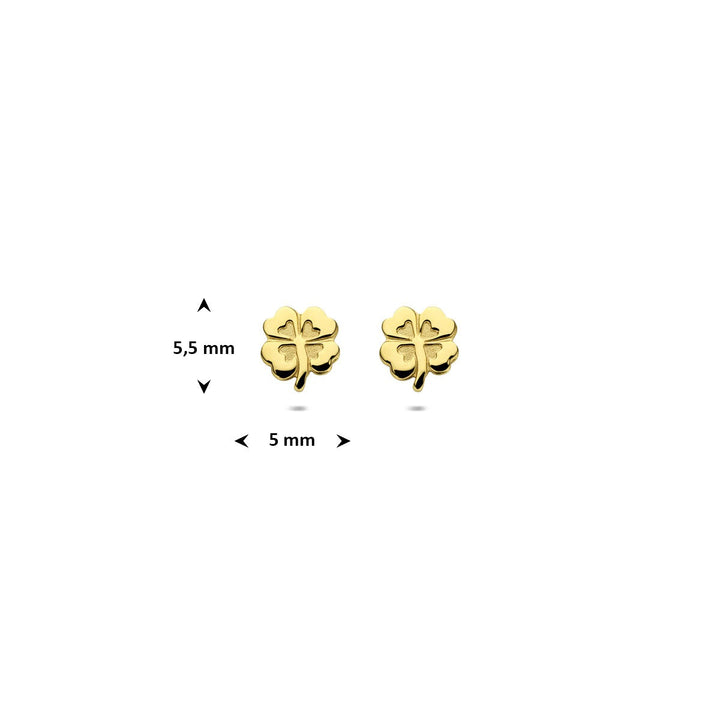 ear studs clover poly/matt 14K yellow gold