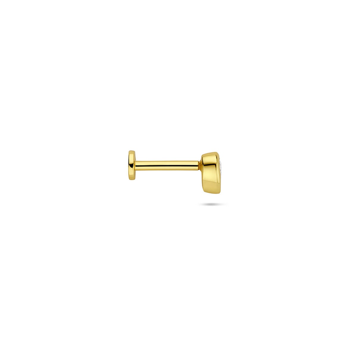 Verguld 925 zilveren flat back piercing met hartvormige zirkonia