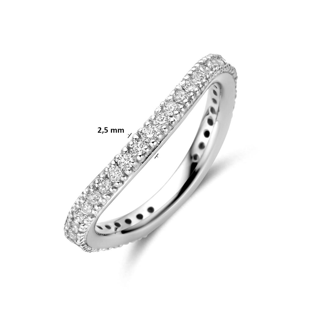 Zilveren dames ring met zirkonia – Gerhodineerd rijring
