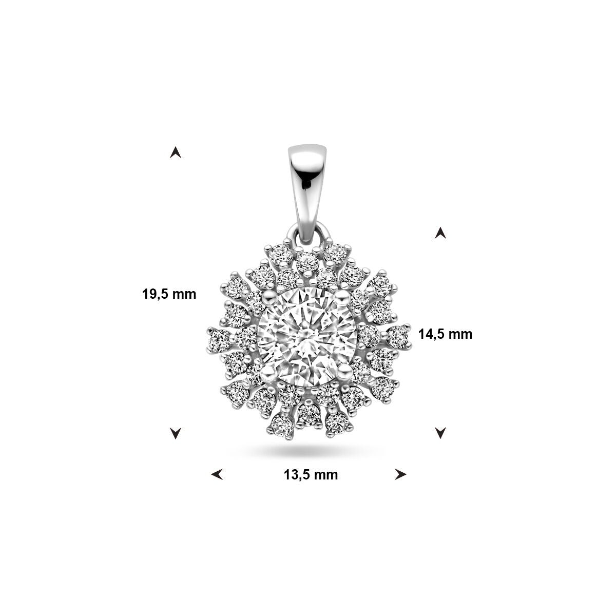 pendant zirconia silver rhodium plated
