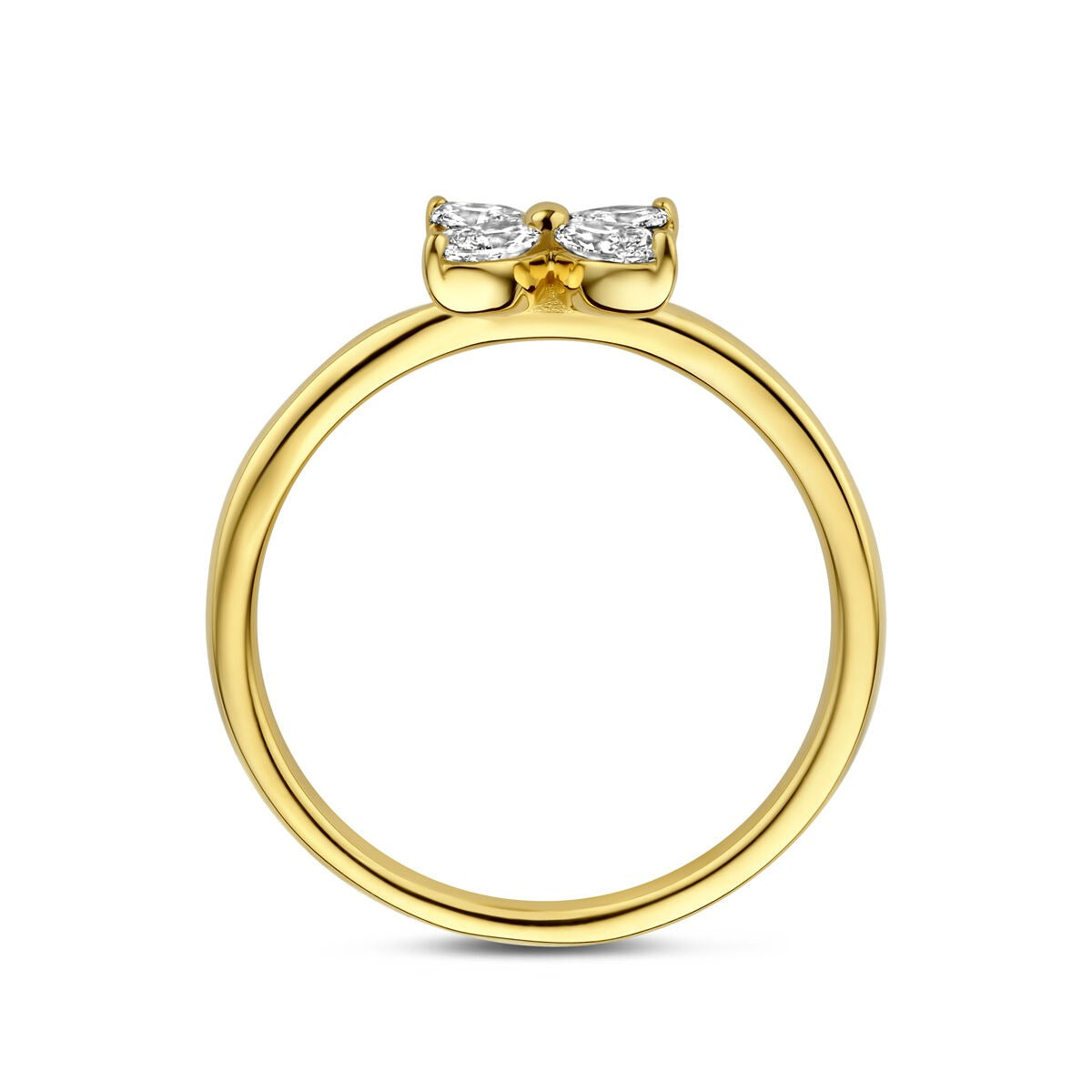 14k Geelgouden ring met lab grown diamant bloem