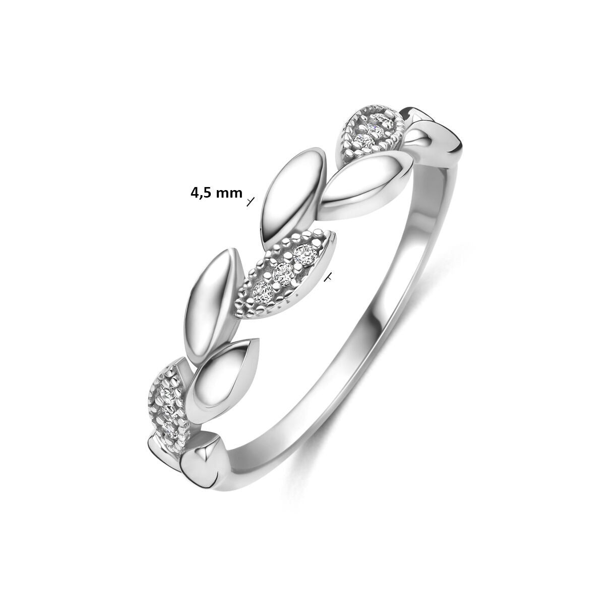 Gerhodineerd 925 zilveren ring met zirkonia