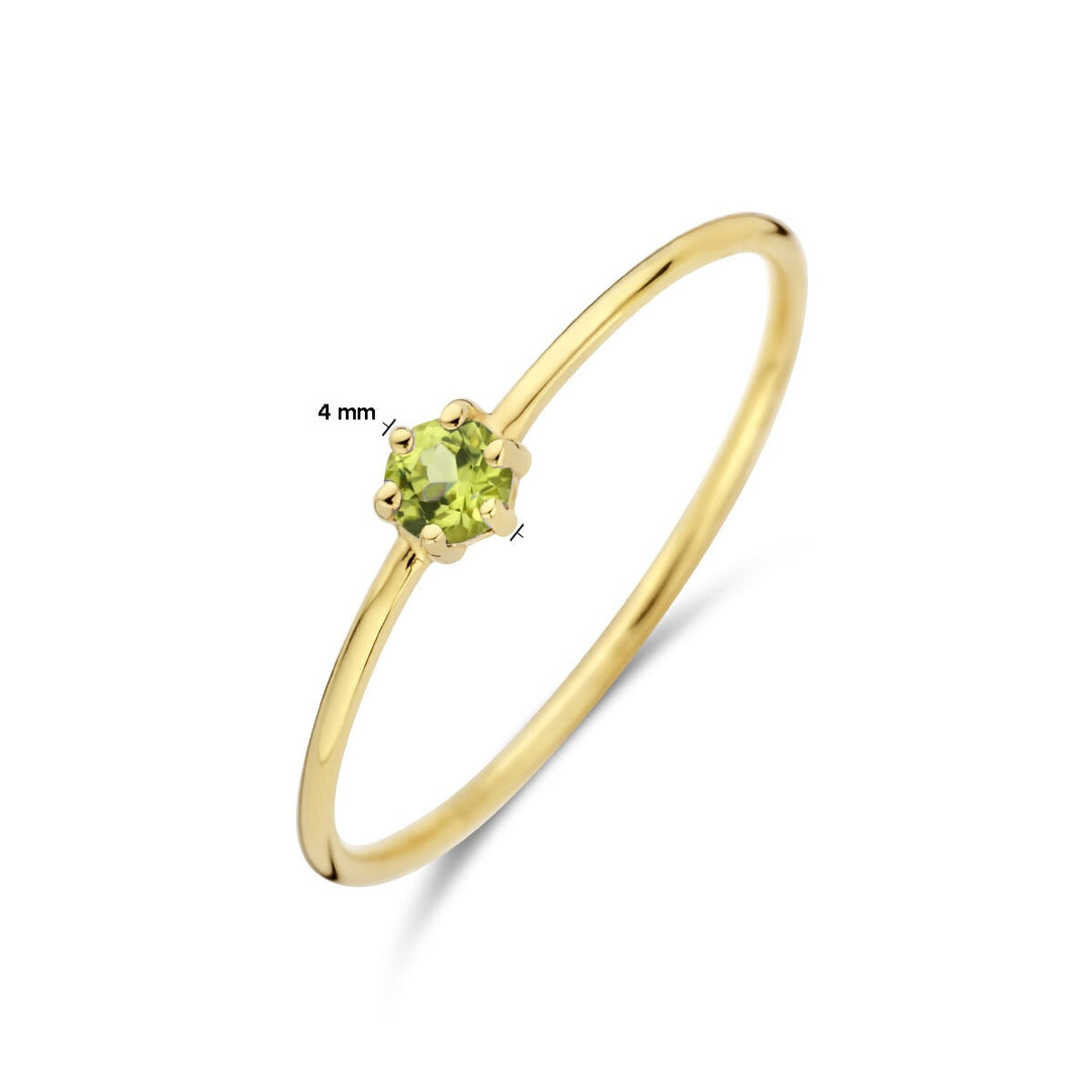 14k geelgouden ring met peridoot – briljant geslepen