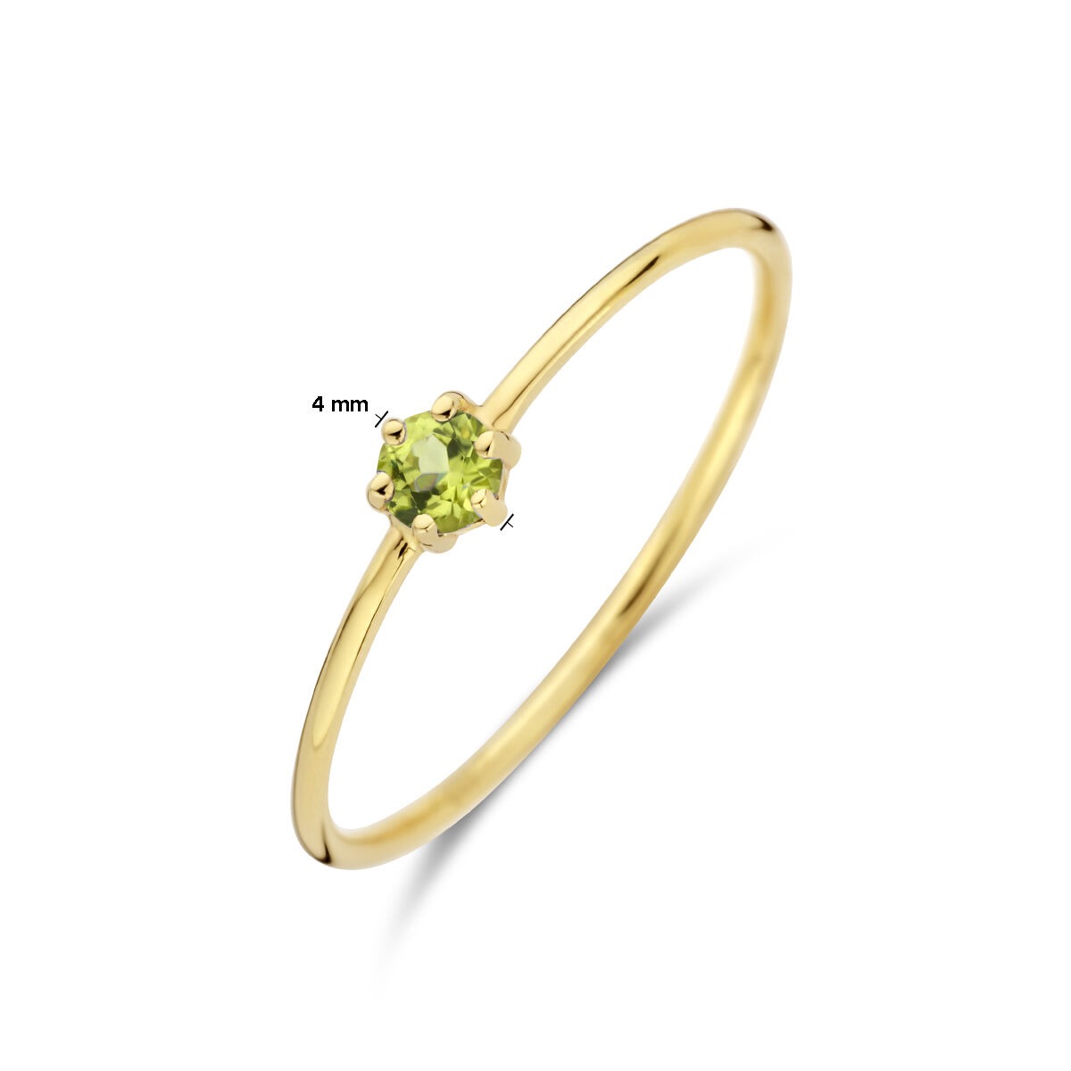 ring with birthstone peridot August 14K yellow gold