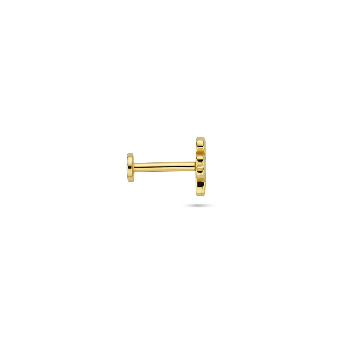 Verguld zilveren flat back piercing klavertje – 925 zilver