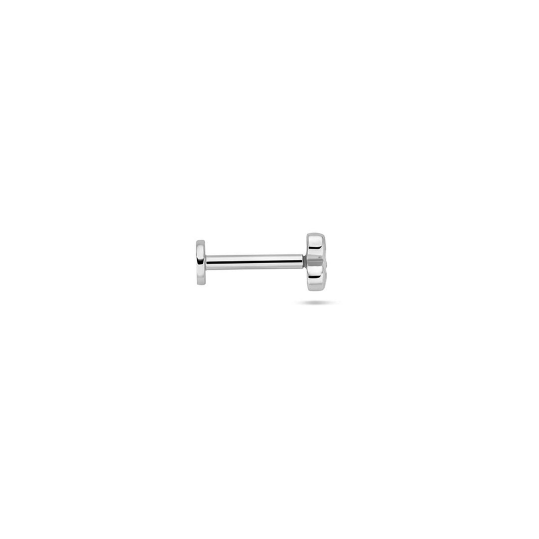 Zilveren flat back piercing met zirkonia – gerhodineerd 925
