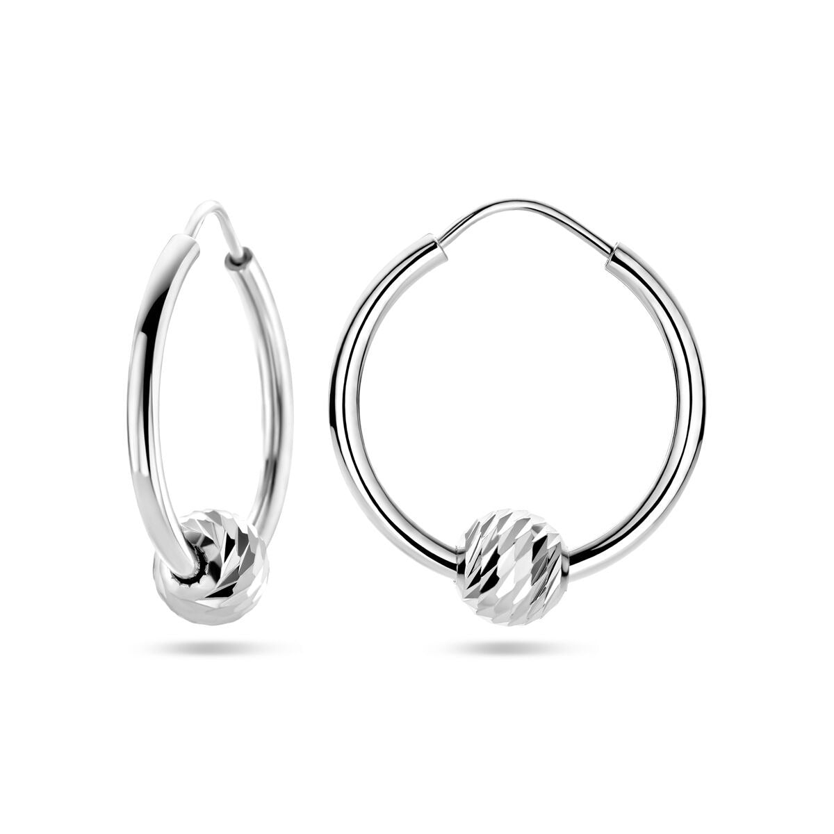 earrings ball silver rhodium plated