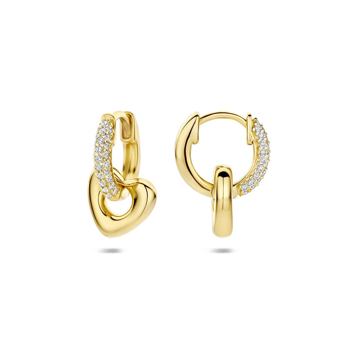 Verguld Zilveren Oorringen met Hartje en Zirkonia