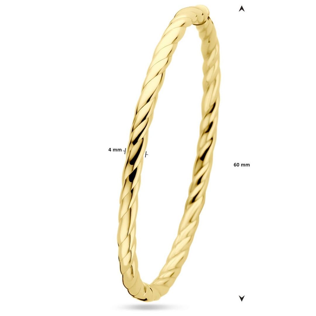 14k geelgouden bangle met gedraaide buis – 4 mm breed, diameter 60 mm