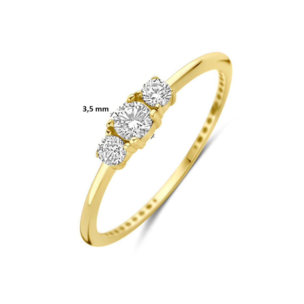 9k Geelgouden dames ring met zirkonia – 3,5 mm breed