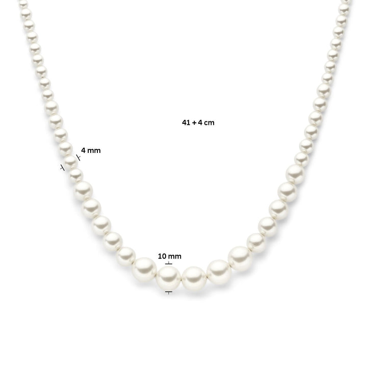 necklace synth. pearl 41 + 4 cm silver rhodium plated