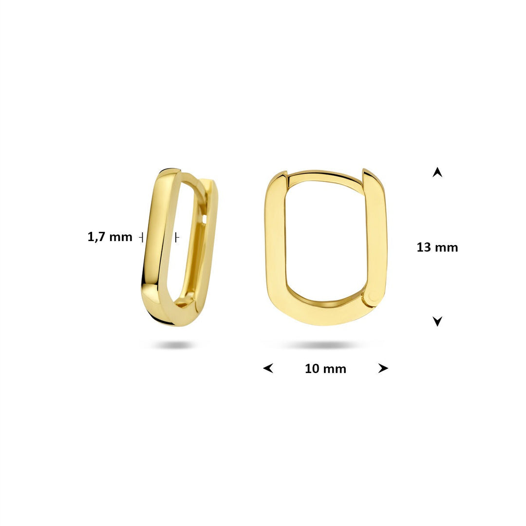 9k Geelgouden rechthoekige klapoorringen dames