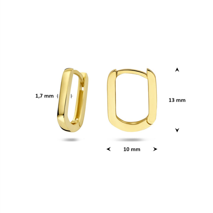 9k Geelgouden rechthoekige klapoorringen dames