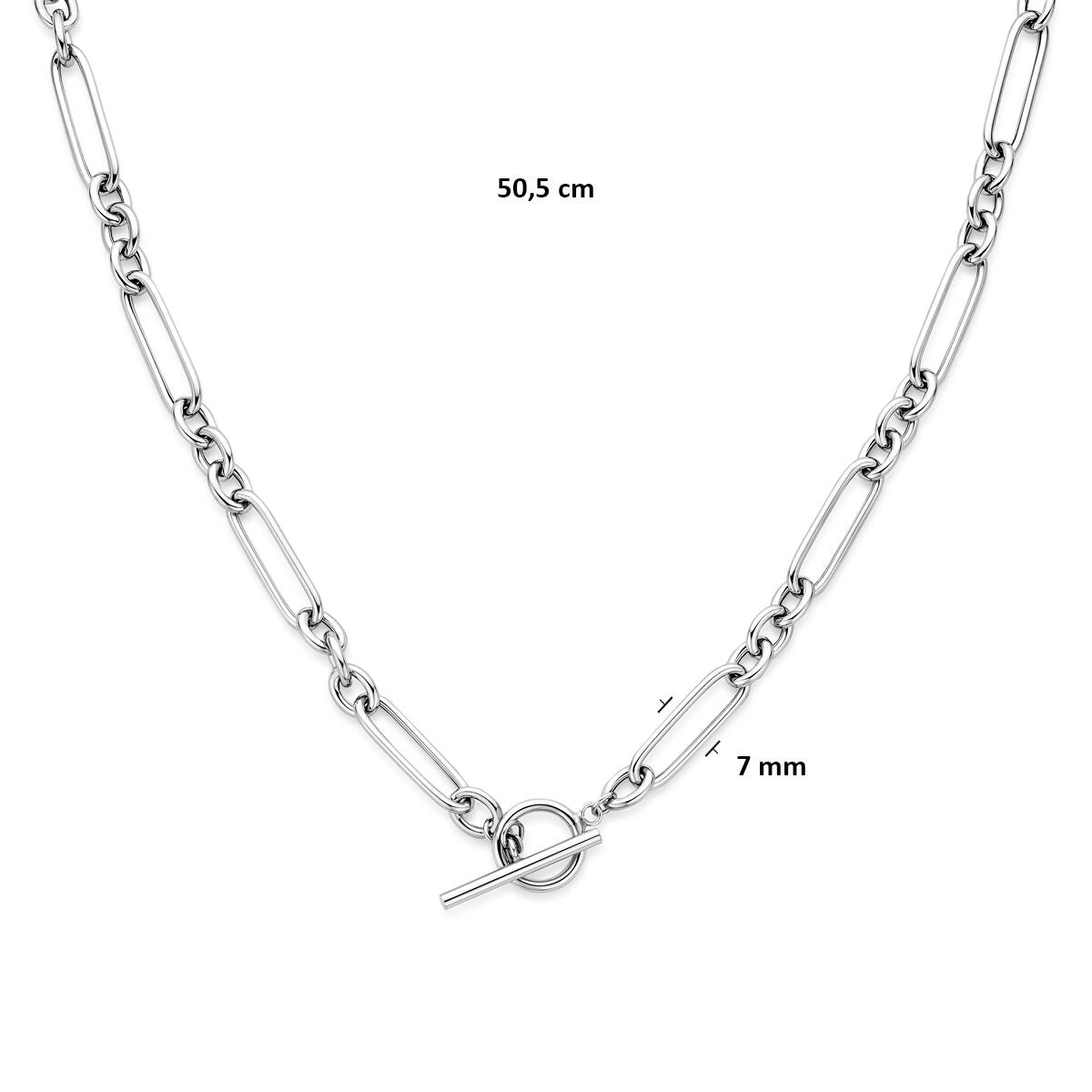 Gerhodineerd 925 zilveren collier met ankerschakel en kapittelslot