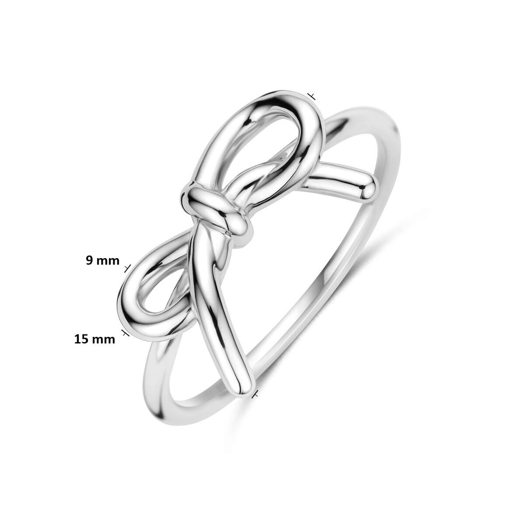 Zilveren dames ring in strikvorm – gerhodineerd 925 zilver