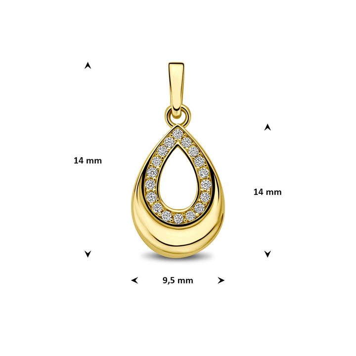 9k Geelgouden hanger druppel met zirkonia