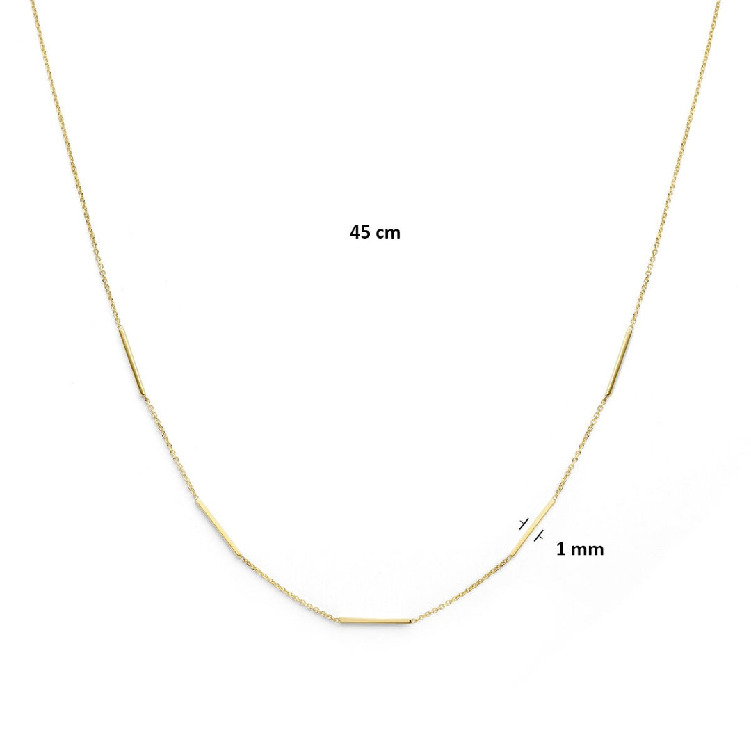 14k Geelgouden collier met buisjes