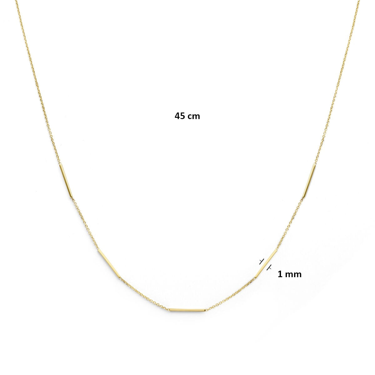 14k Geelgouden collier met buisjes