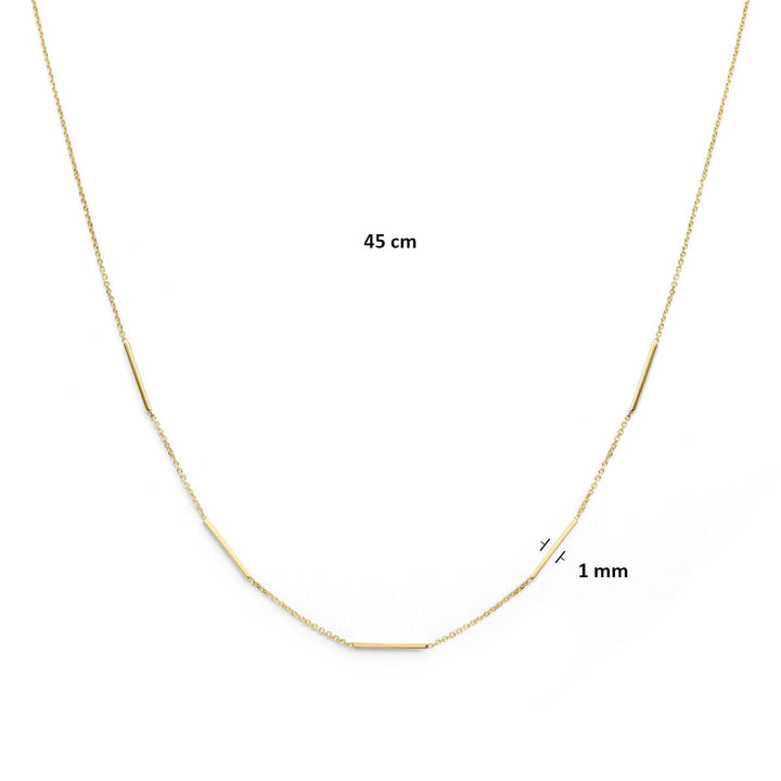 14k Geelgouden collier met buisjes