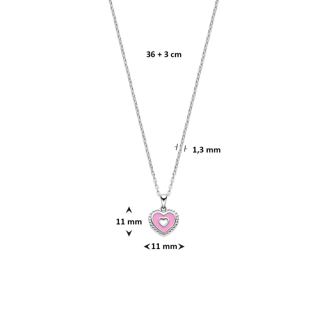Zilveren ketting met hartje – gerhodineerd kinder collier 36 + 3 cm