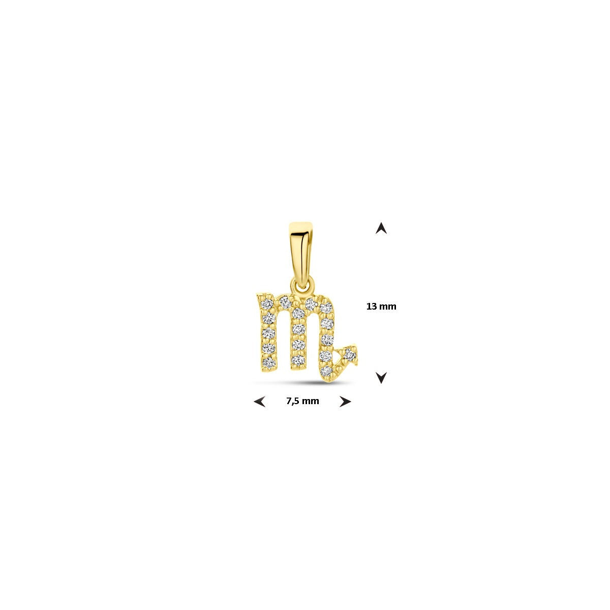 14k geelgouden sterrenbeeld hanger met diamant