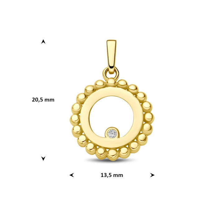 9k Geelgouden hanger rondje met zirkonia