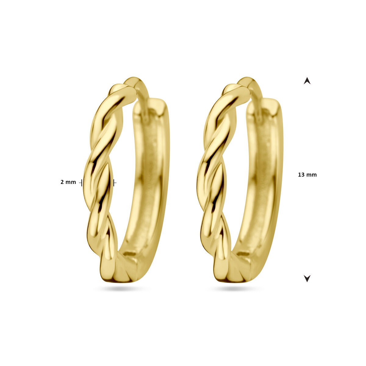 Verguld Zilveren Klapoorringen – Gedraaid 13x2 mm