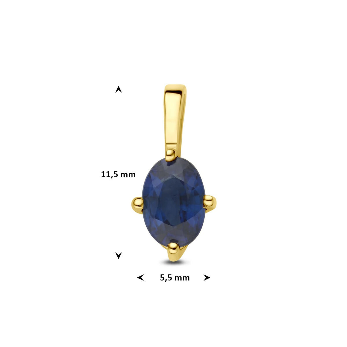 14k geelgouden hanger met saffier