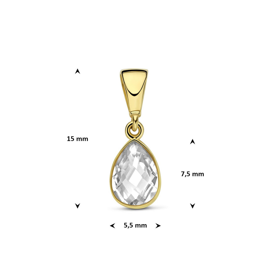 9k Geelgouden hanger met peervormige zirkonia